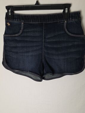 NWT Abercrombie Kids Pull-On Dark Wash Denim Shorts - Elastic Waist Sz 15/16